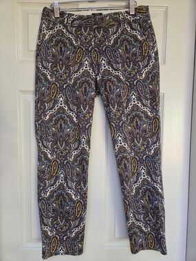 J.Crew City Fit Paisley Stretch Cotton Ankle Crop Pants Size 2